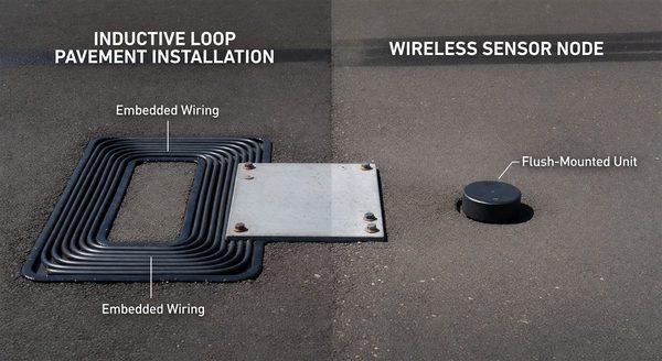 Comparison of inductive loop detector and ultrasonic parking sensor installations