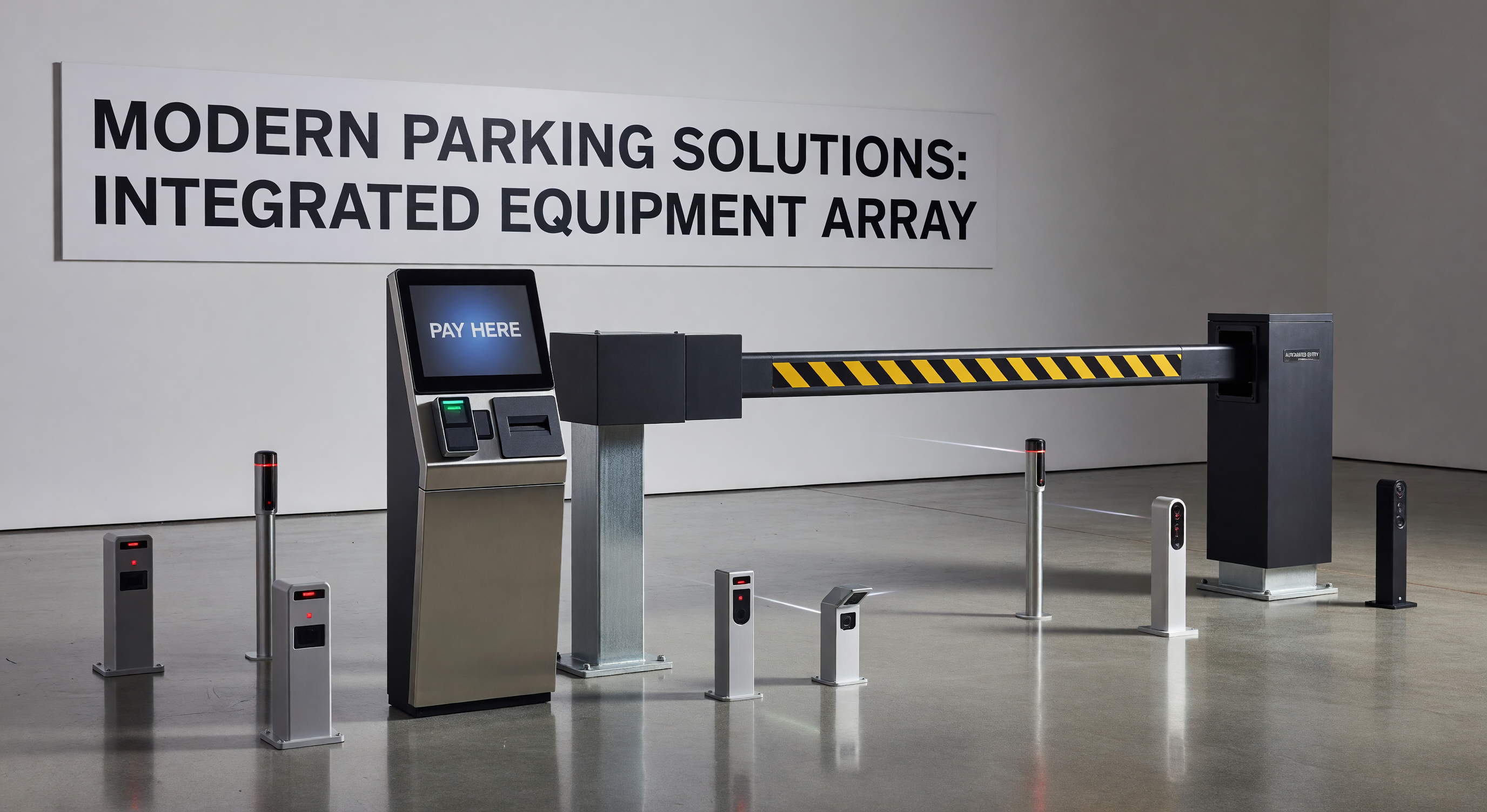 Array of modern parking equipment for buyers guide