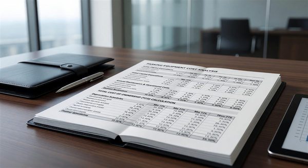 Financial spreadsheet with parking equipment cost analysis