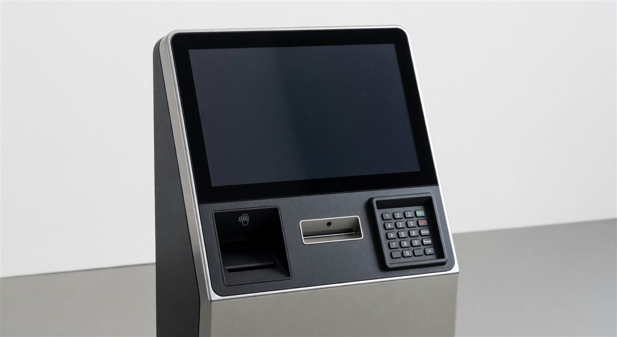 Parking pay station specification sheet with technical details highlighted